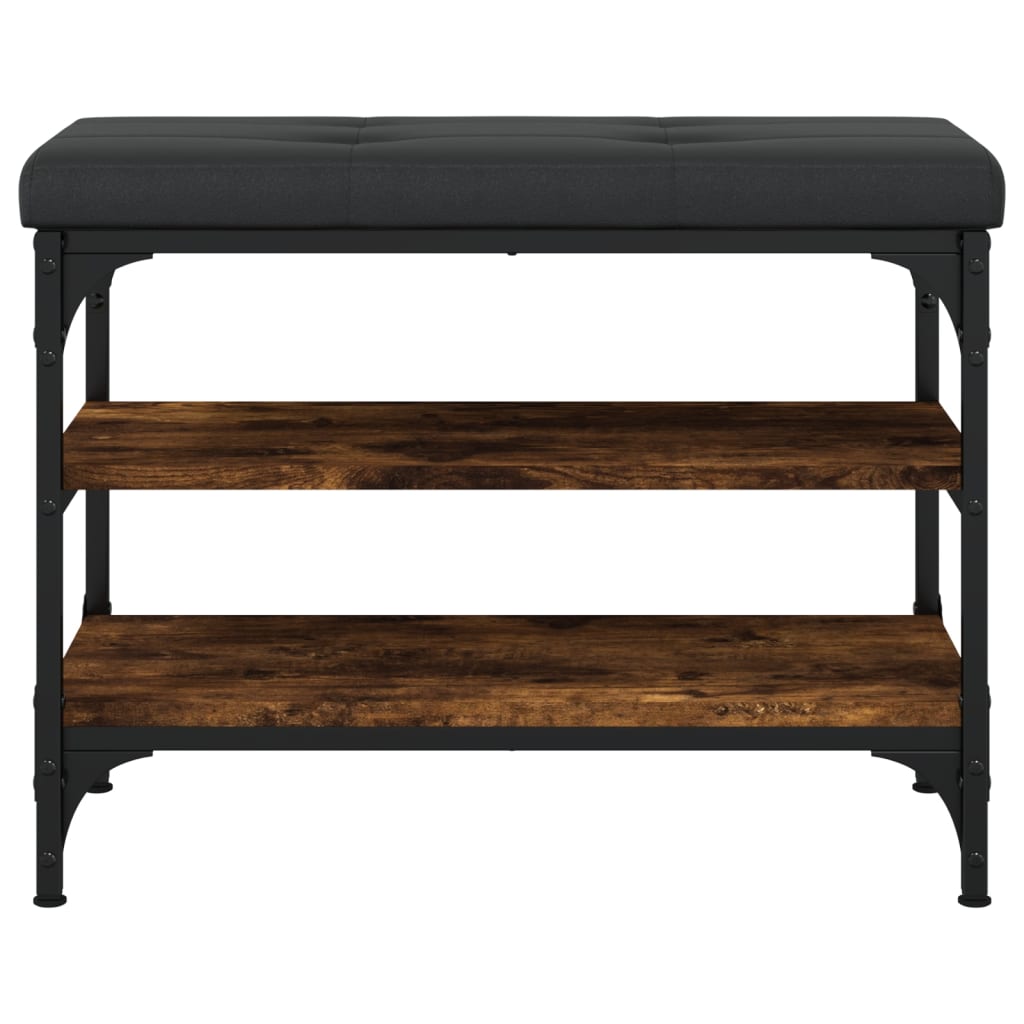 Shoe bench smoked oak 62x32x47 cm wood material