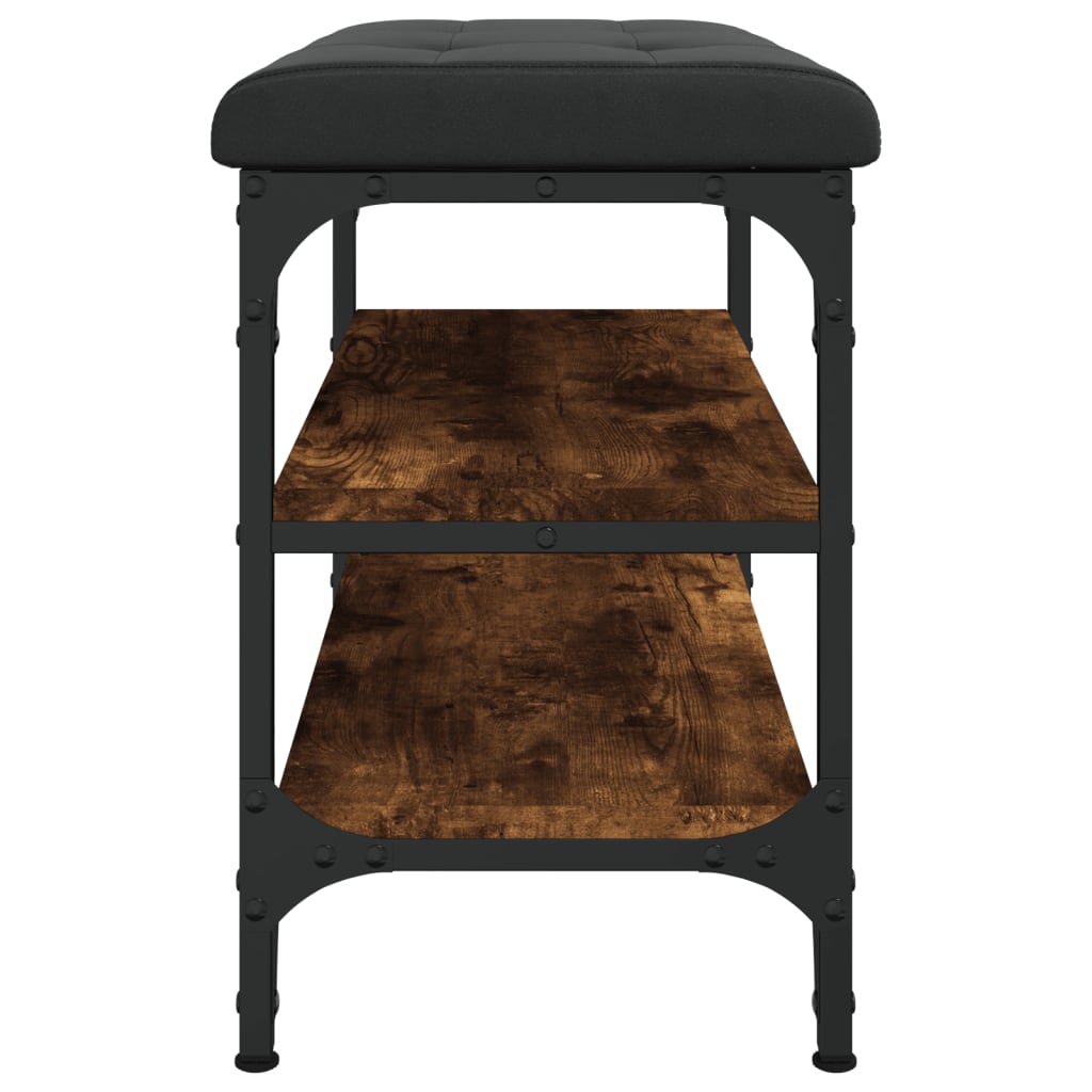 Shoe bench smoked oak 62x32x47 cm wood material
