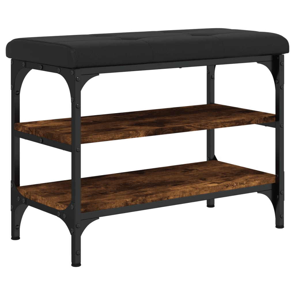 Shoe bench smoked oak 62x32x47 cm wood material