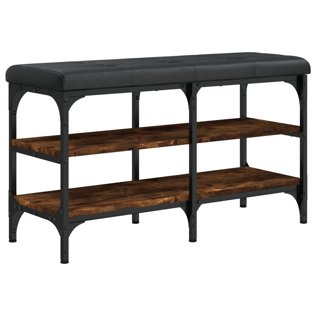 Shoe bench smoked oak 82x32x47 cm wood material