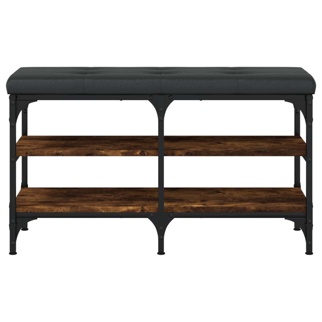 Shoe bench smoked oak 82x32x47 cm wood material