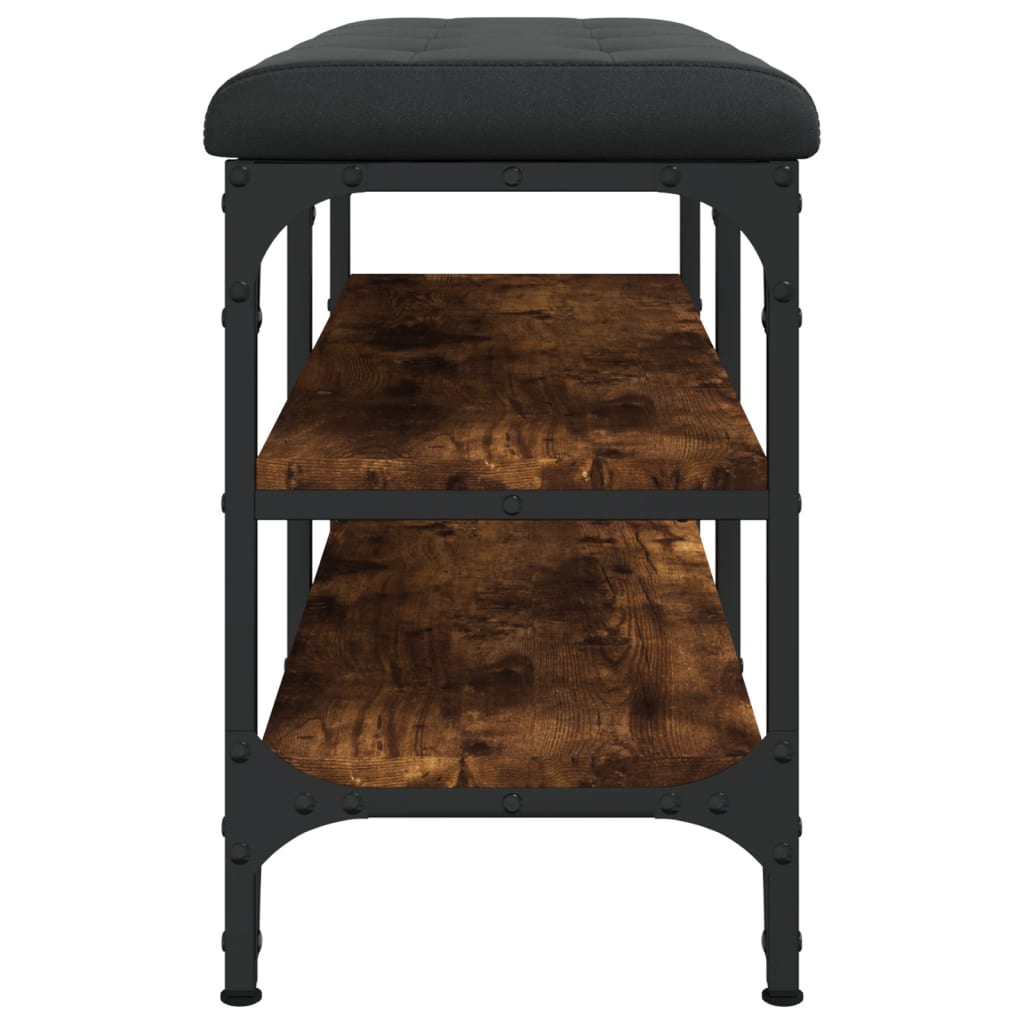 Shoe bench smoked oak 82x32x47 cm wood material
