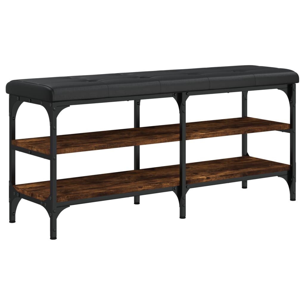 Shoe bench smoked oak 102x32x47 cm wood material