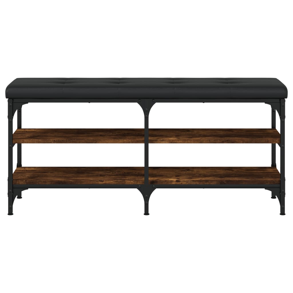 Shoe bench smoked oak 102x32x47 cm wood material
