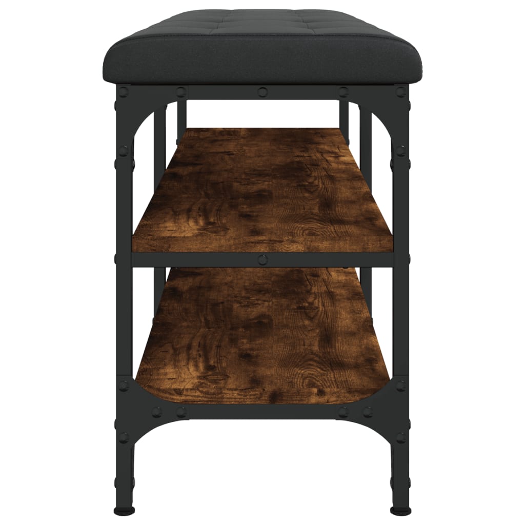 Shoe bench smoked oak 102x32x47 cm wood material