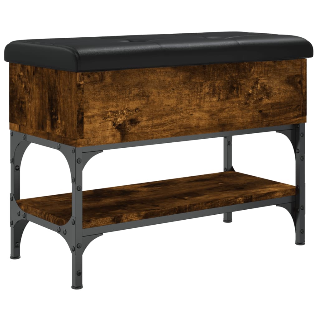 Shoe bench smoked oak 62x32x45 cm wood material
