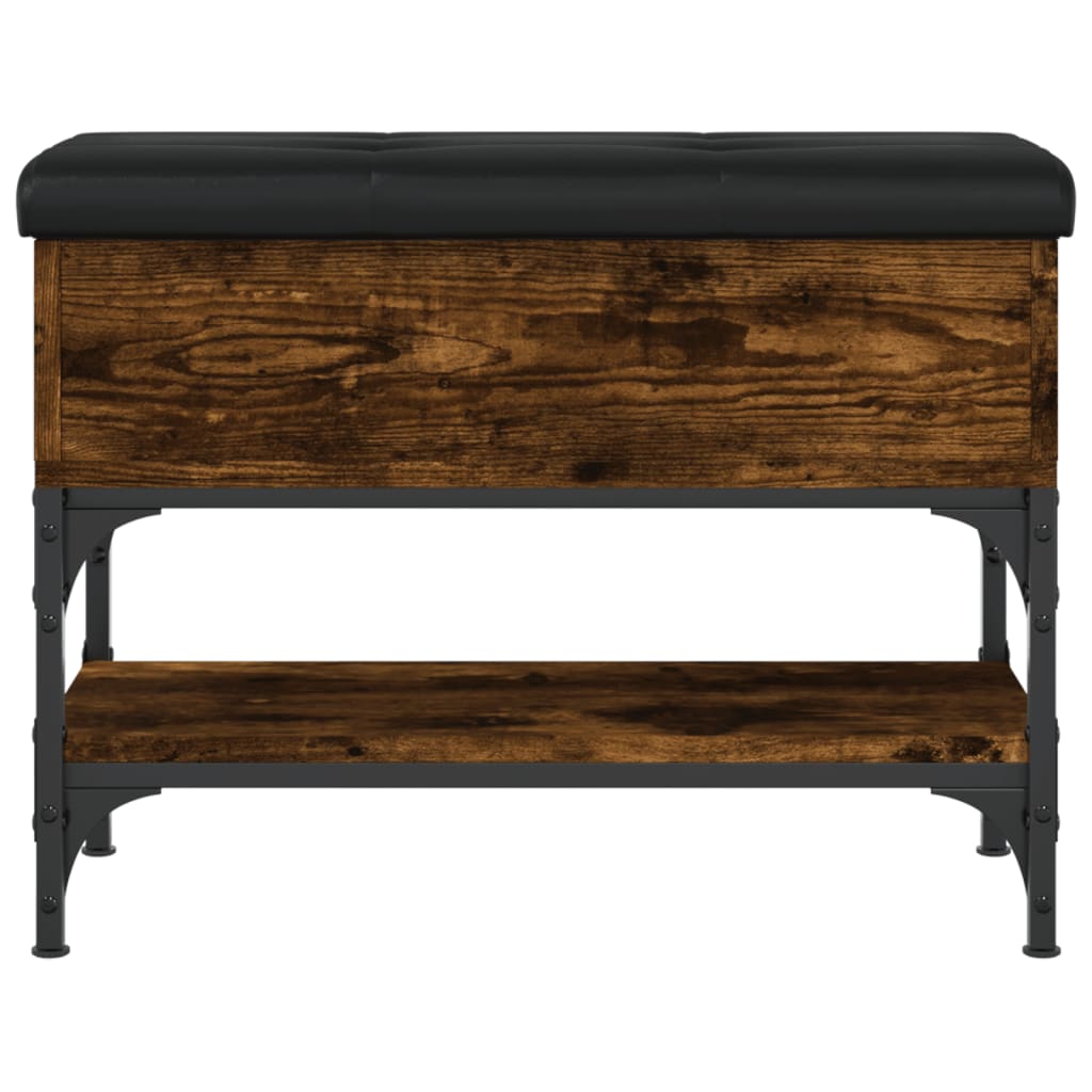 Shoe bench smoked oak 62x32x45 cm wood material