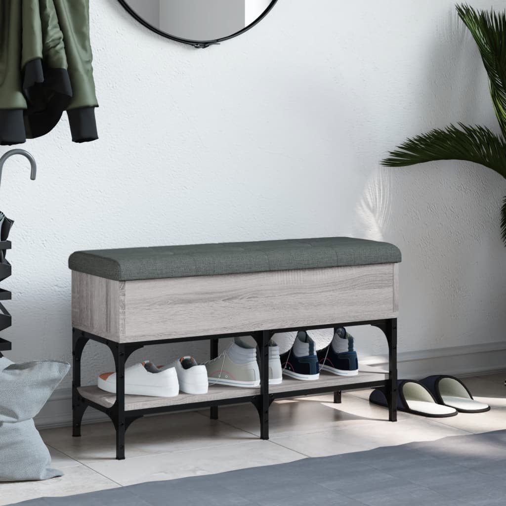 Shoe Bench Grey Sonoma 82x32x45 cm Wood Material