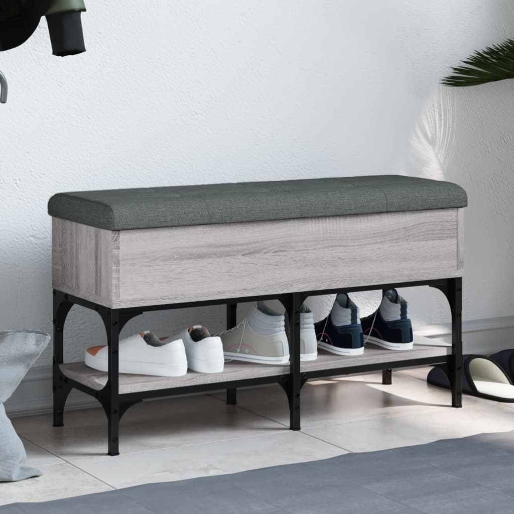 Shoe Bench Grey Sonoma 82x32x45 cm Wood Material