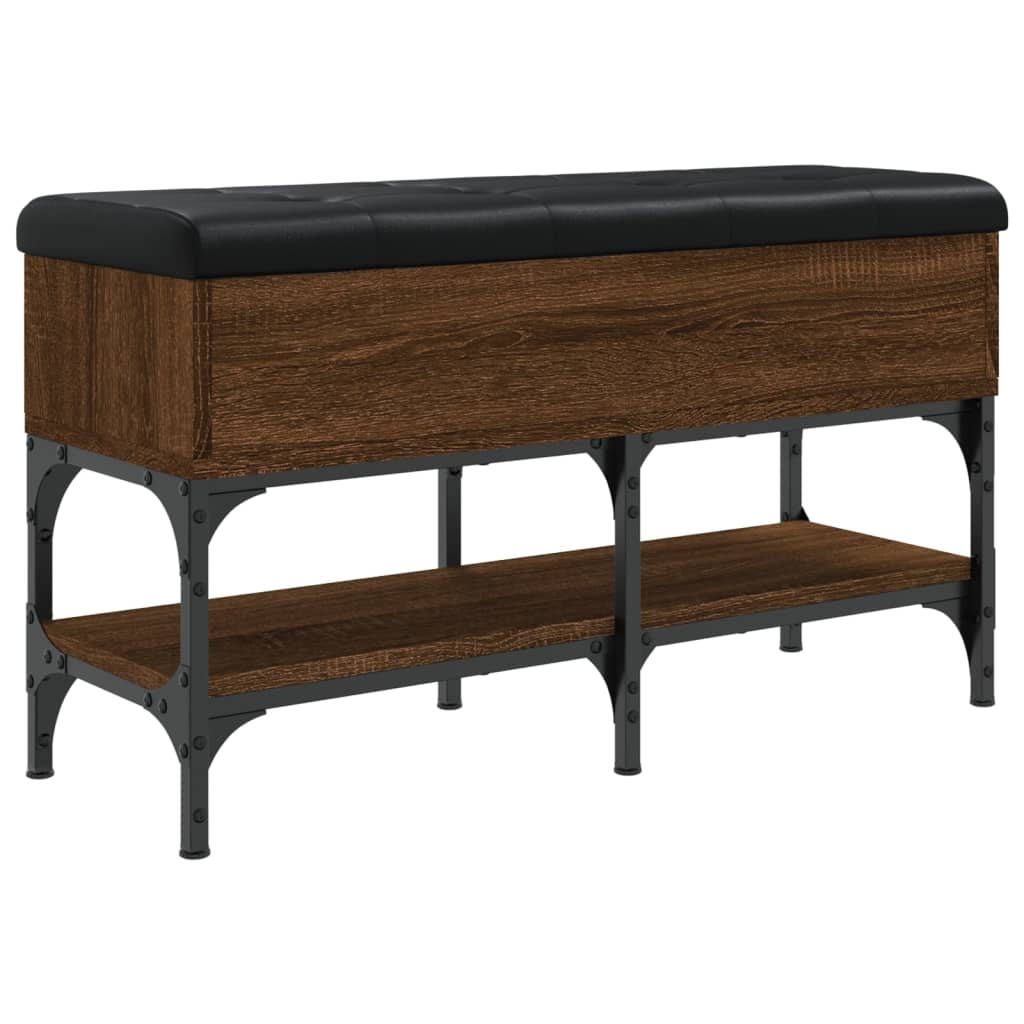 Shoe Bench Brown Oak Look 82x32x45 cm Wood Material