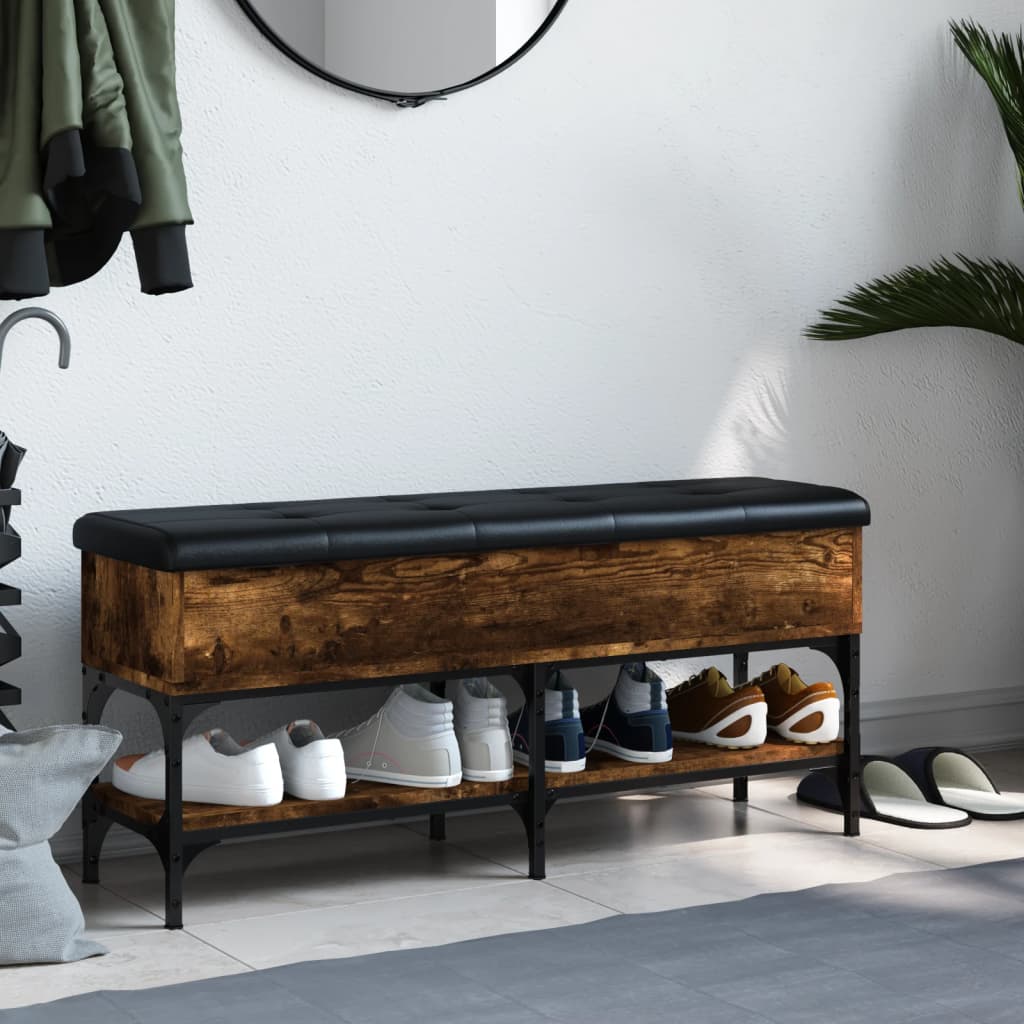 Shoe bench smoked oak 102x32x45 cm wood material
