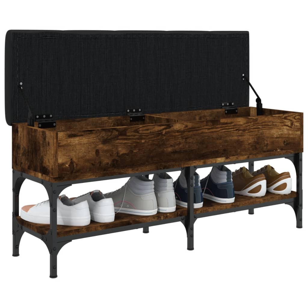 Shoe bench smoked oak 102x32x45 cm wood material