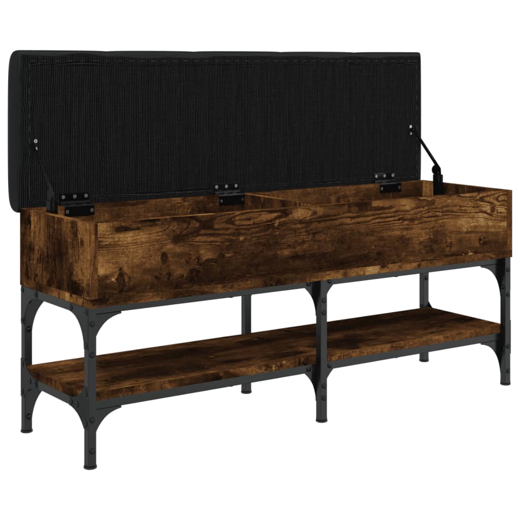 Shoe bench smoked oak 102x32x45 cm wood material