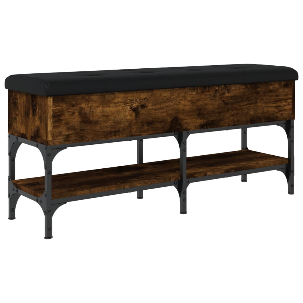 Shoe bench smoked oak 102x32x45 cm wood material