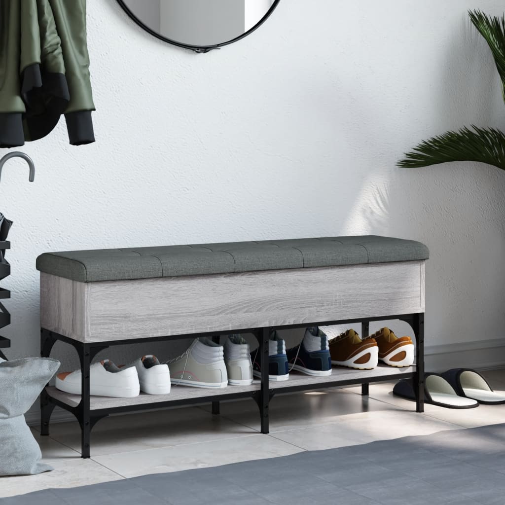 Shoe Bench Grey Sonoma 102x32x45 cm Wood Material