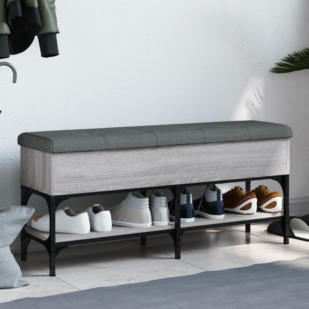 Shoe Bench Grey Sonoma 102x32x45 cm Wood Material