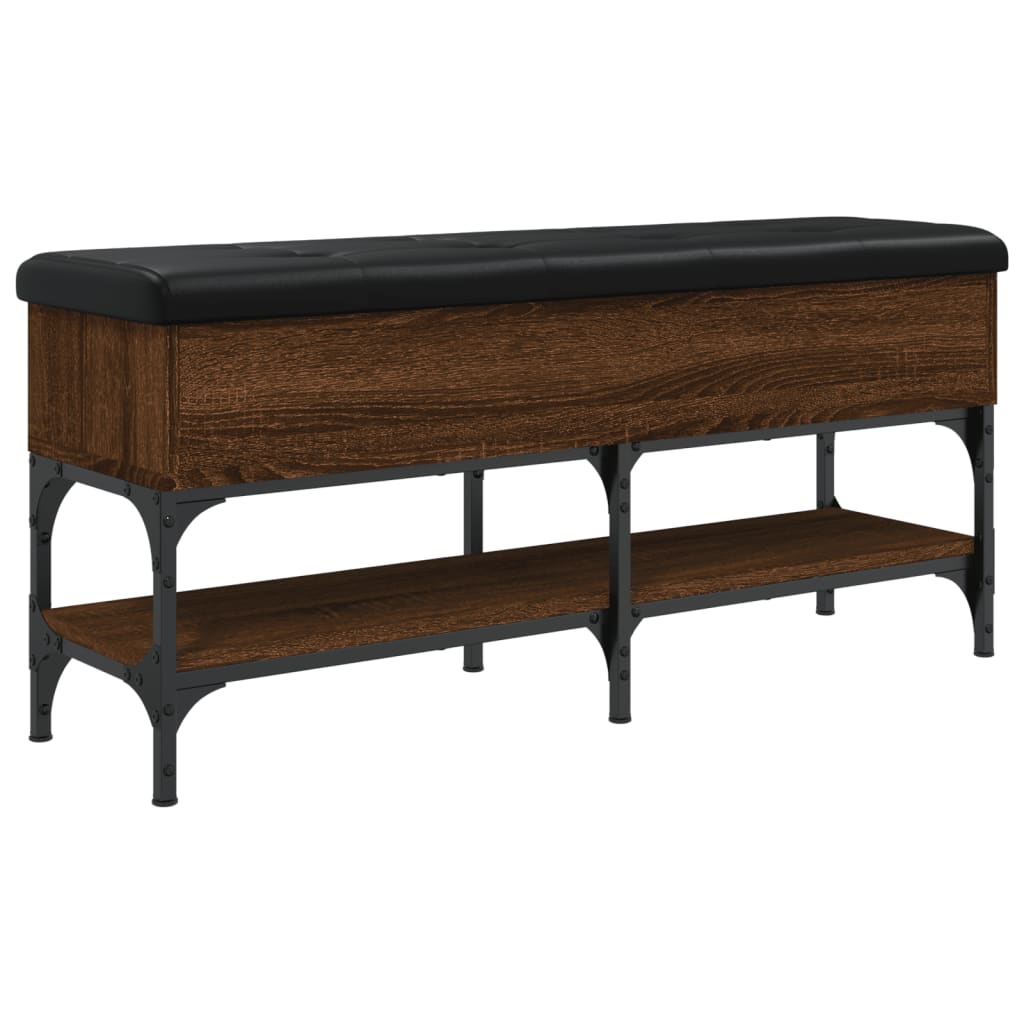 Shoe Bench Brown Oak Look 102x32x45 cm Wood Material