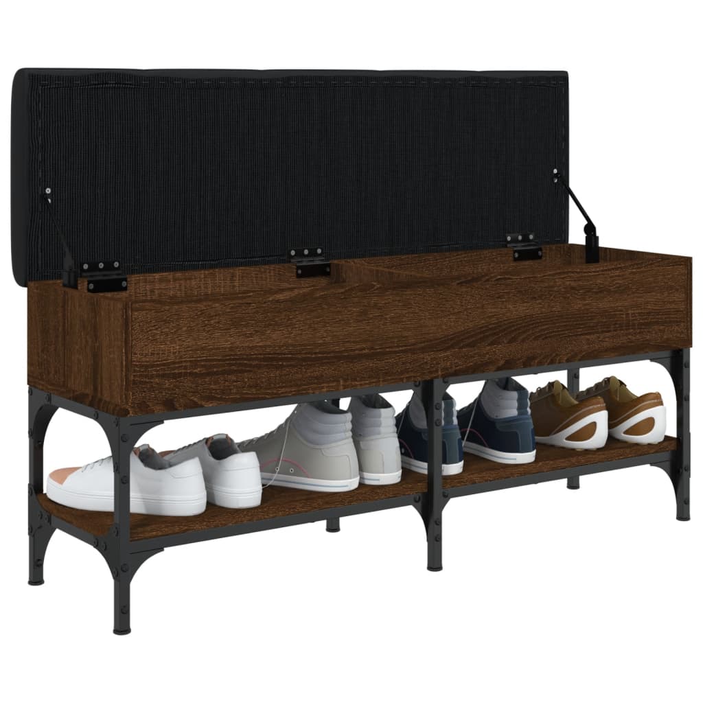 Shoe Bench Brown Oak Look 102x32x45 cm Wood Material
