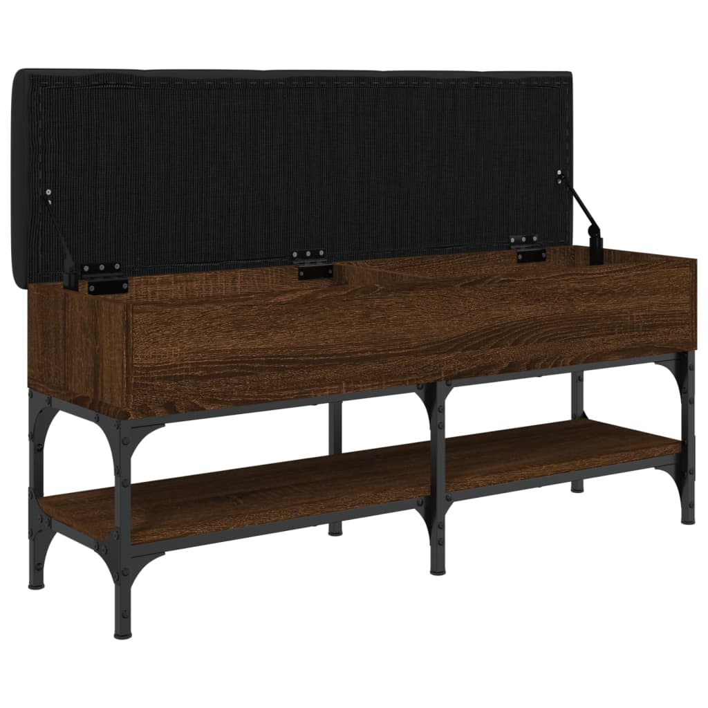 Shoe Bench Brown Oak Look 102x32x45 cm Wood Material