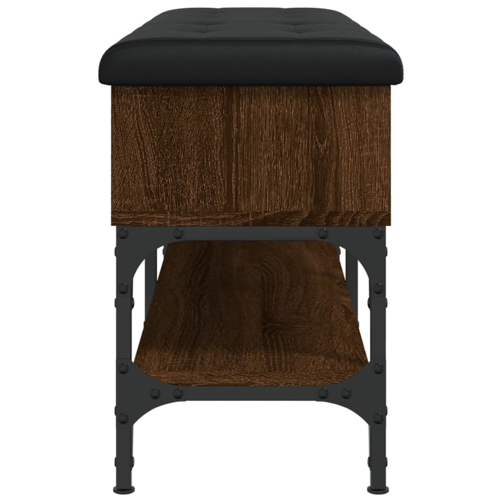 Shoe Bench Brown Oak Look 102x32x45 cm Wood Material