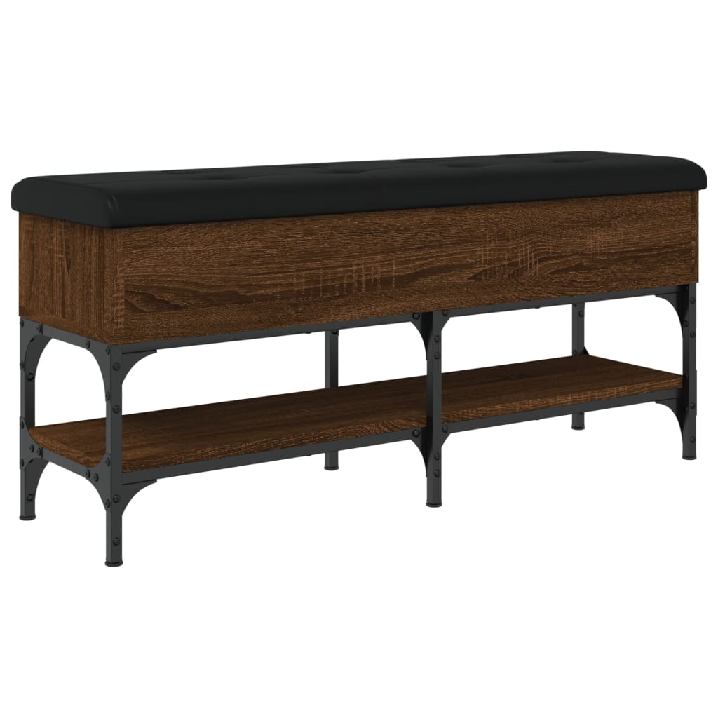 Shoe Bench Brown Oak Look 102x32x45 cm Wood Material
