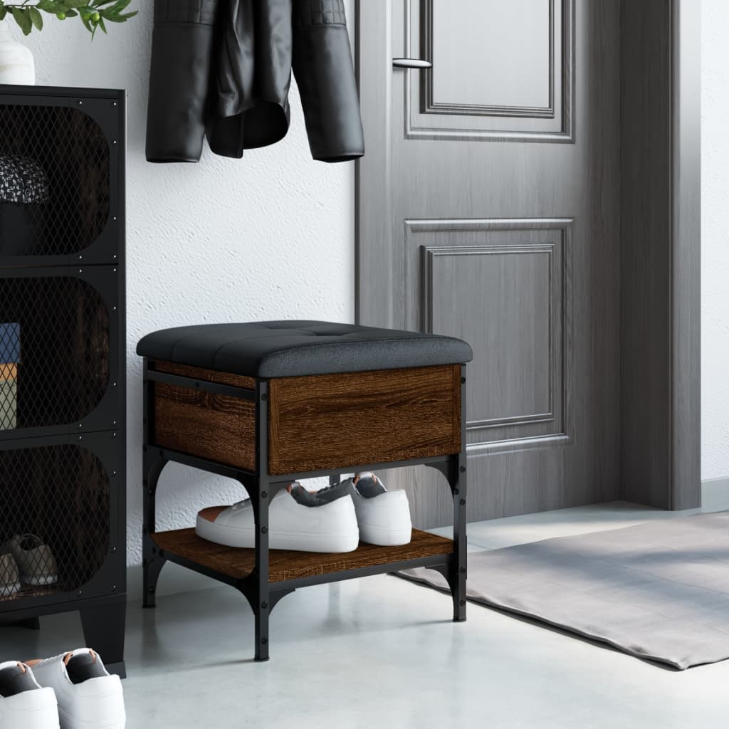 Shoe bench brown oak look 42x42x45 cm wood material