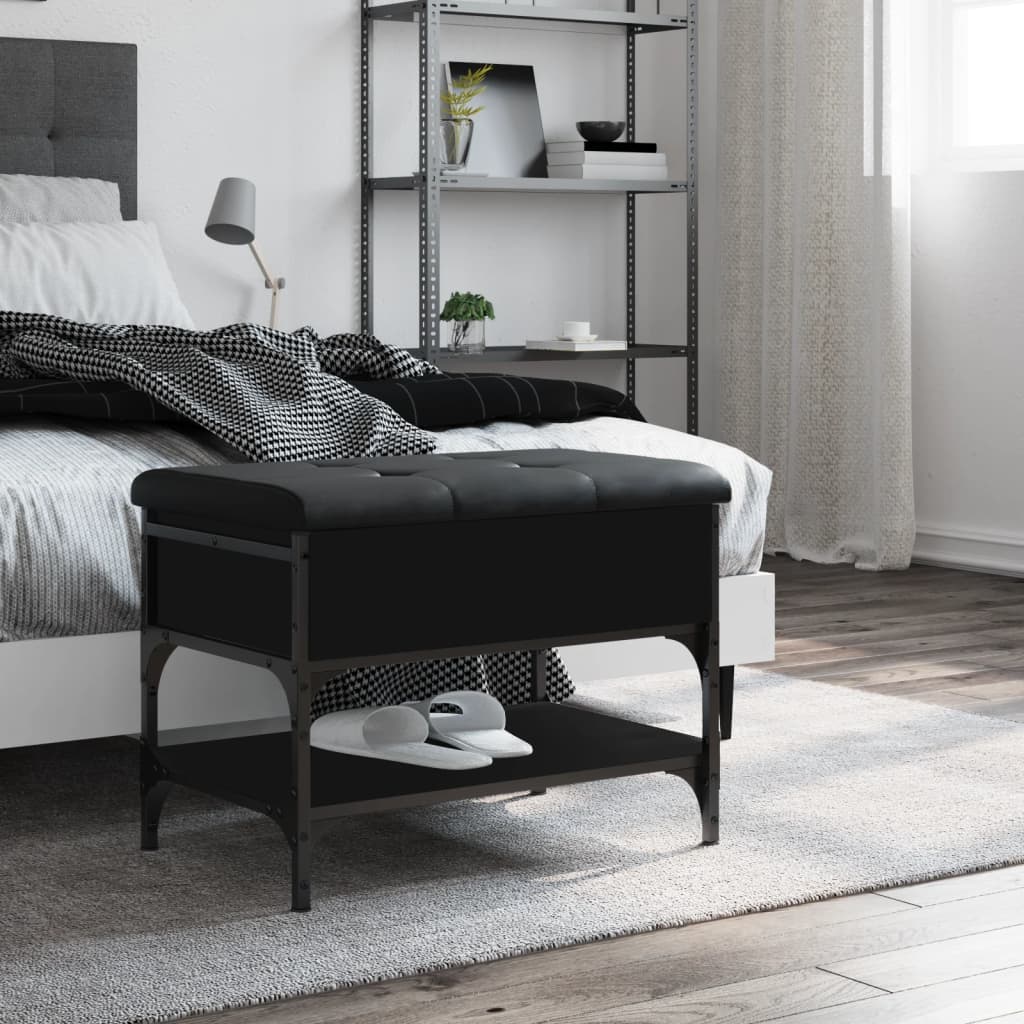 Shoe Bench Black 62x42x45 cm Wood Material