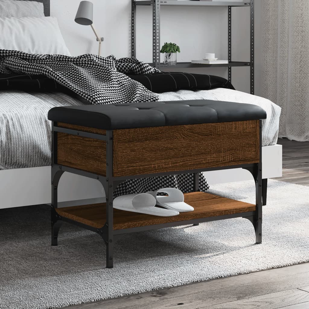 Shoe bench brown oak look 62x42x45 cm wood material