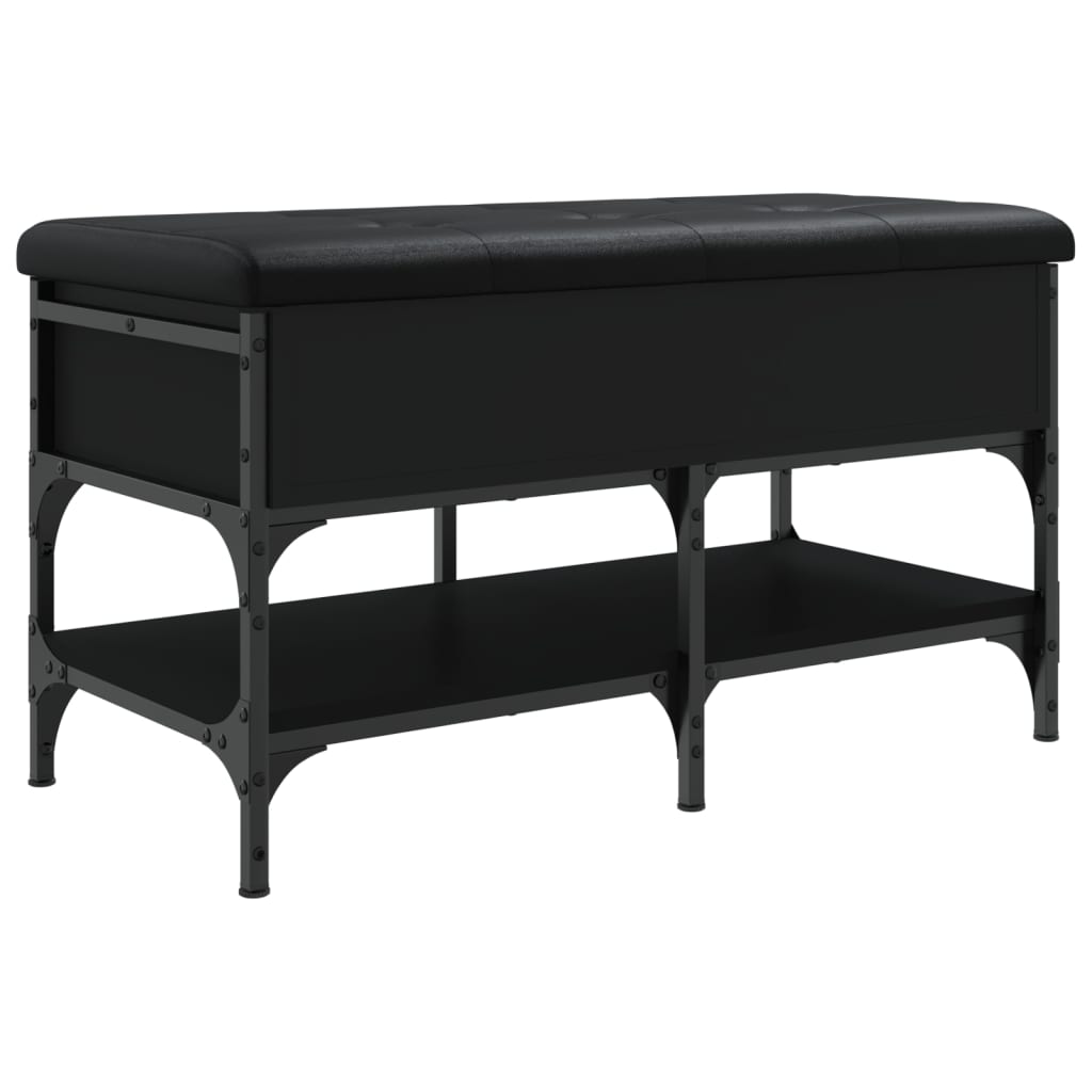 Shoe Bench Black 82x42x45 cm Wood Material