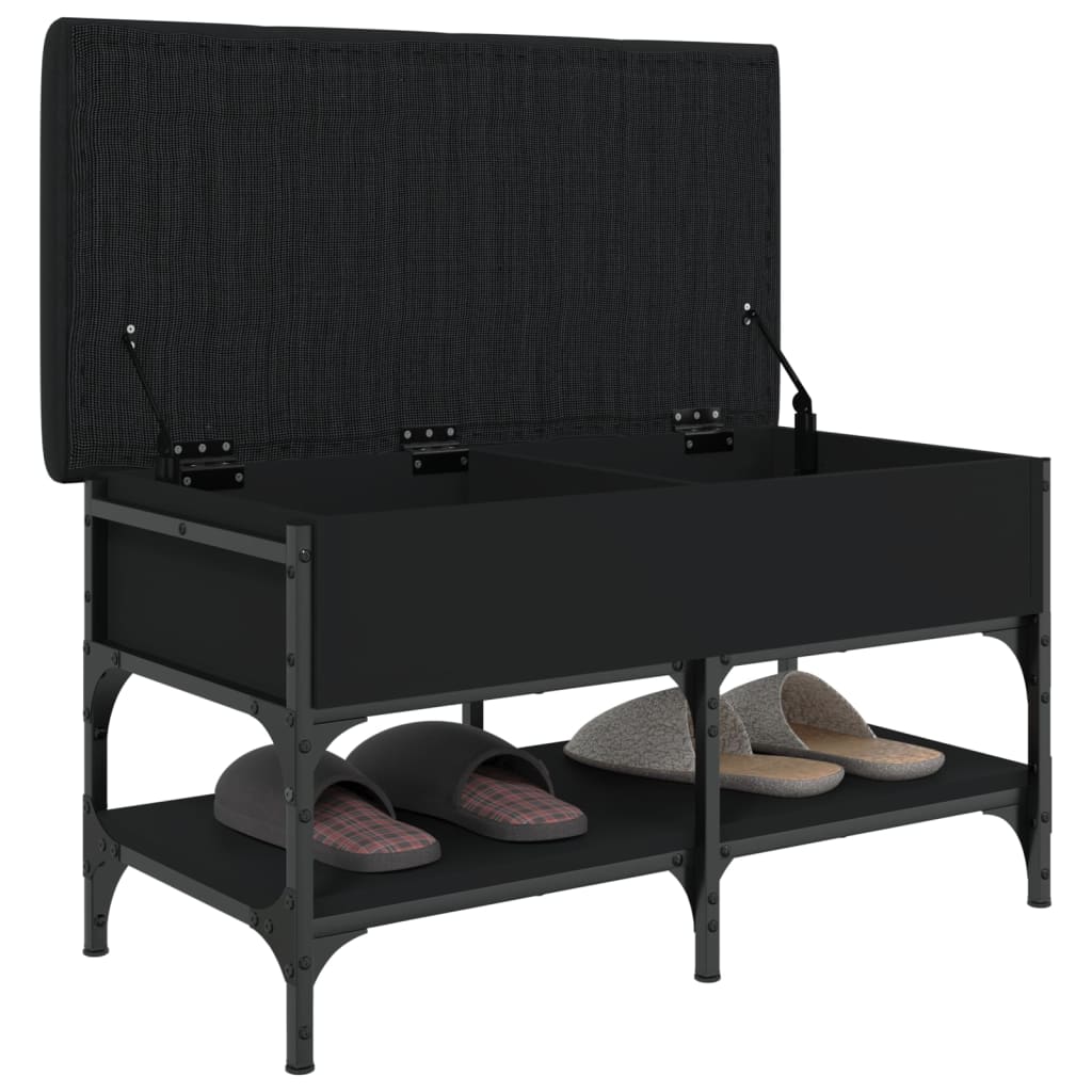 Shoe Bench Black 82x42x45 cm Wood Material