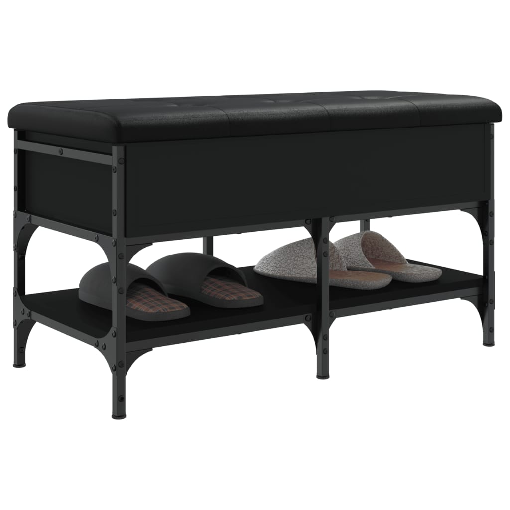 Shoe Bench Black 82x42x45 cm Wood Material