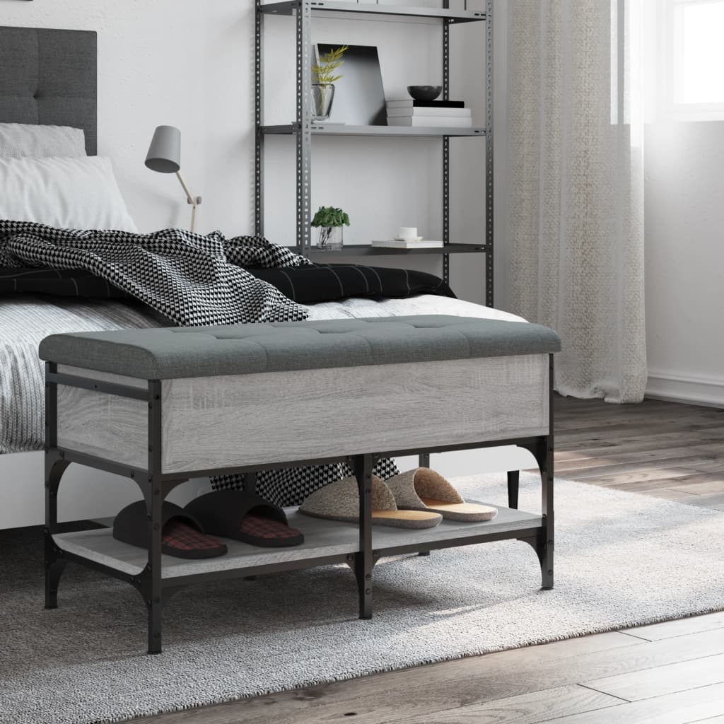 Shoe Bench Grey Sonoma 82x42x45 cm Wood Material