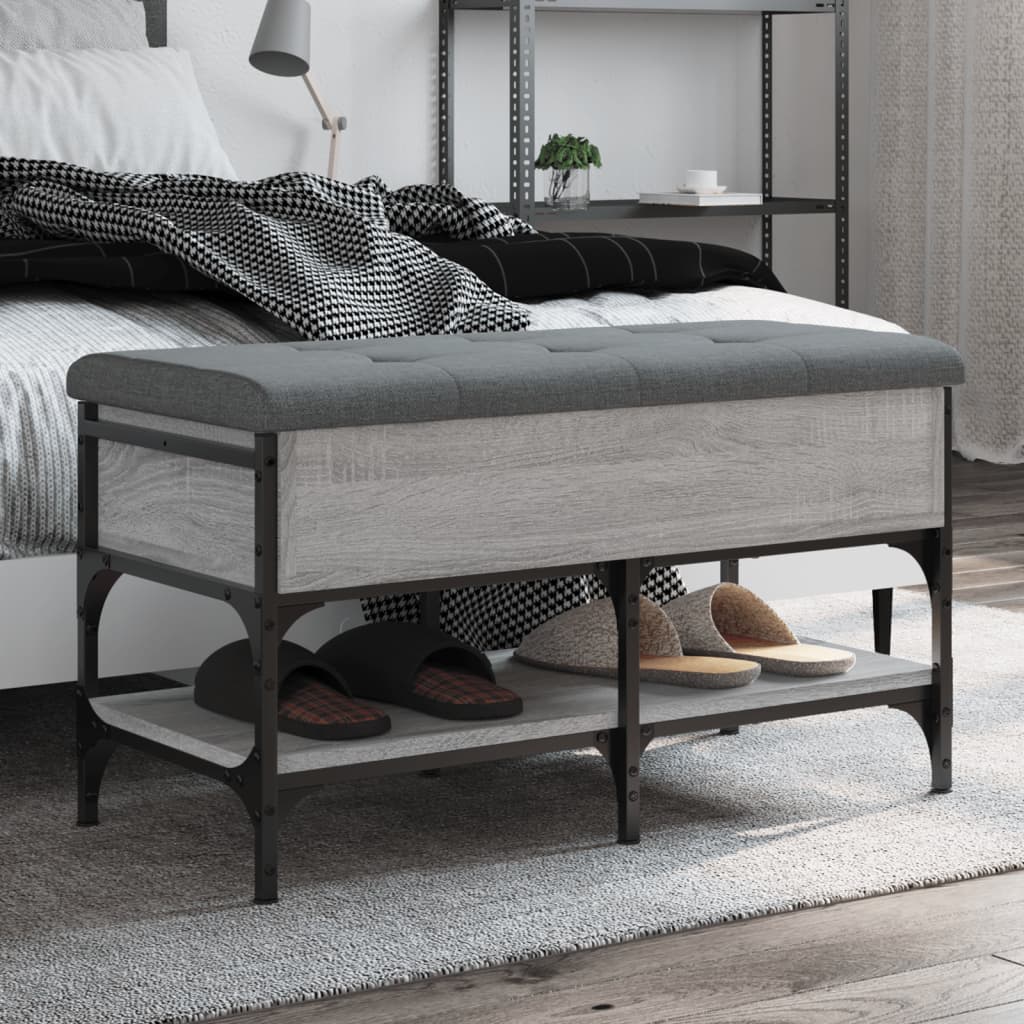 Shoe Bench Grey Sonoma 82x42x45 cm Wood Material