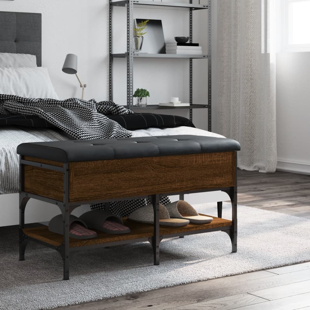 Shoe Bench Brown Oak Look 82x42x45 cm Wood Material