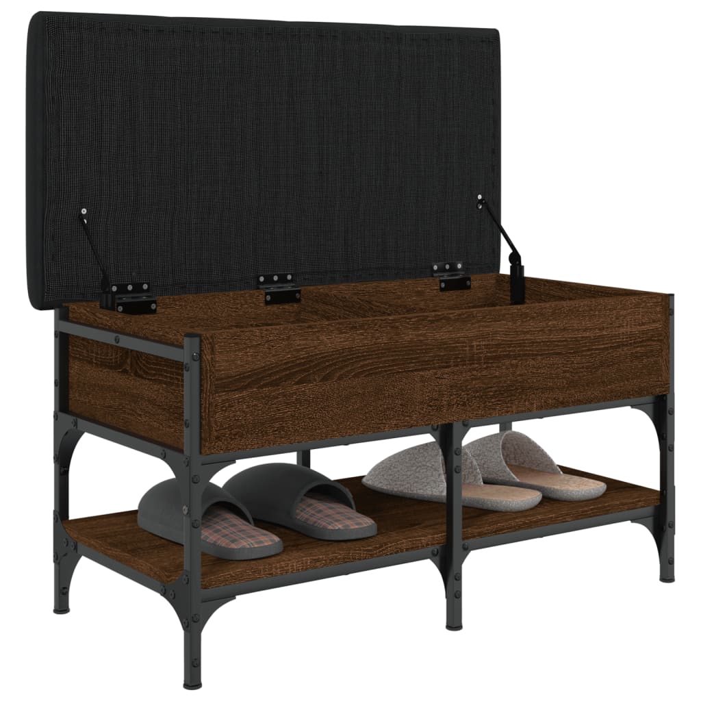 Shoe Bench Brown Oak Look 82x42x45 cm Wood Material