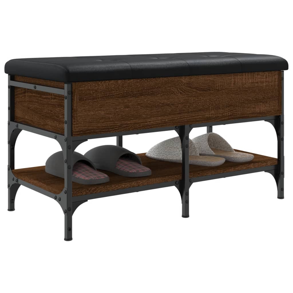 Shoe Bench Brown Oak Look 82x42x45 cm Wood Material
