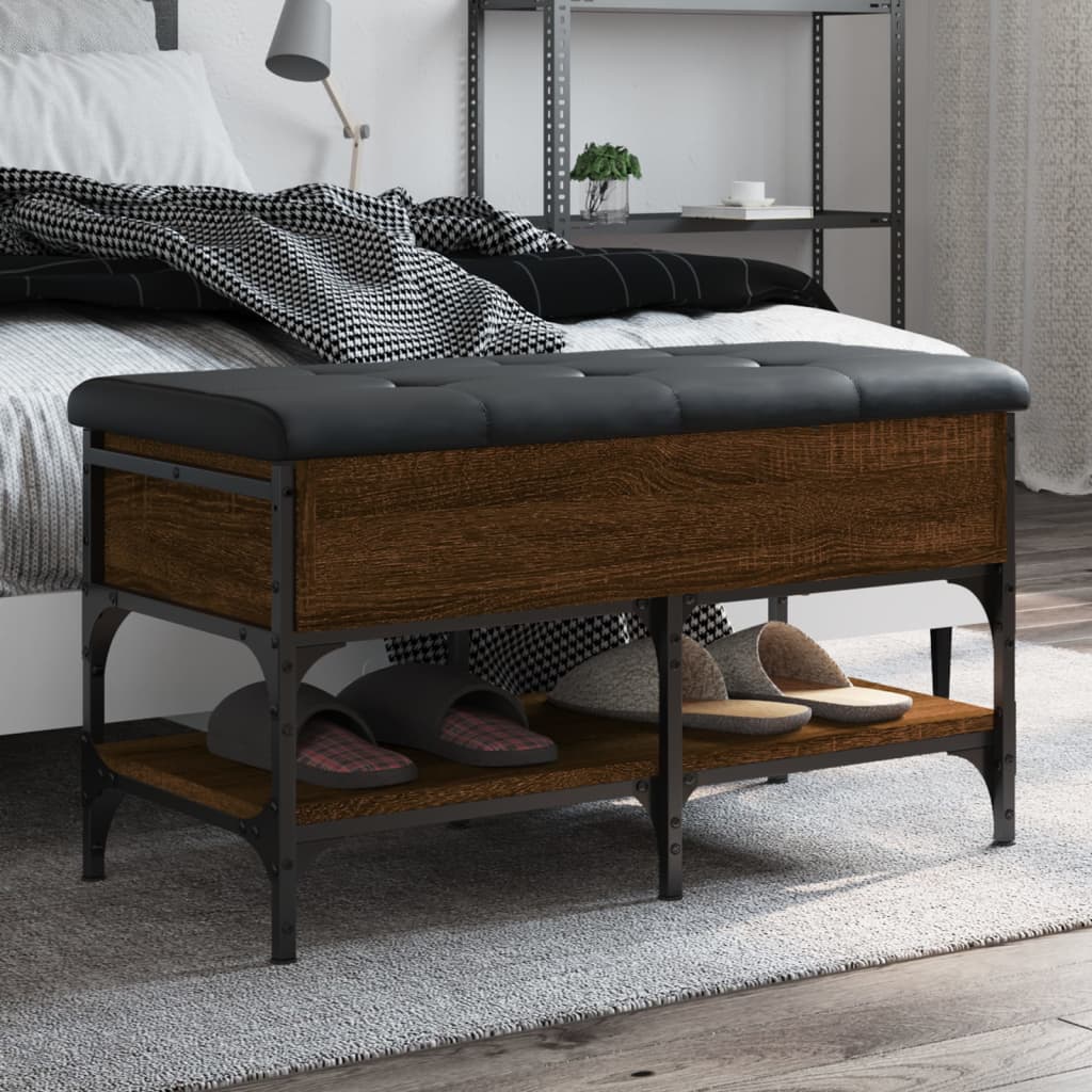 Shoe Bench Brown Oak Look 82x42x45 cm Wood Material