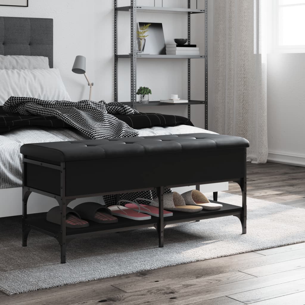 Shoe Bench Black 102x42x45 cm Wood Material