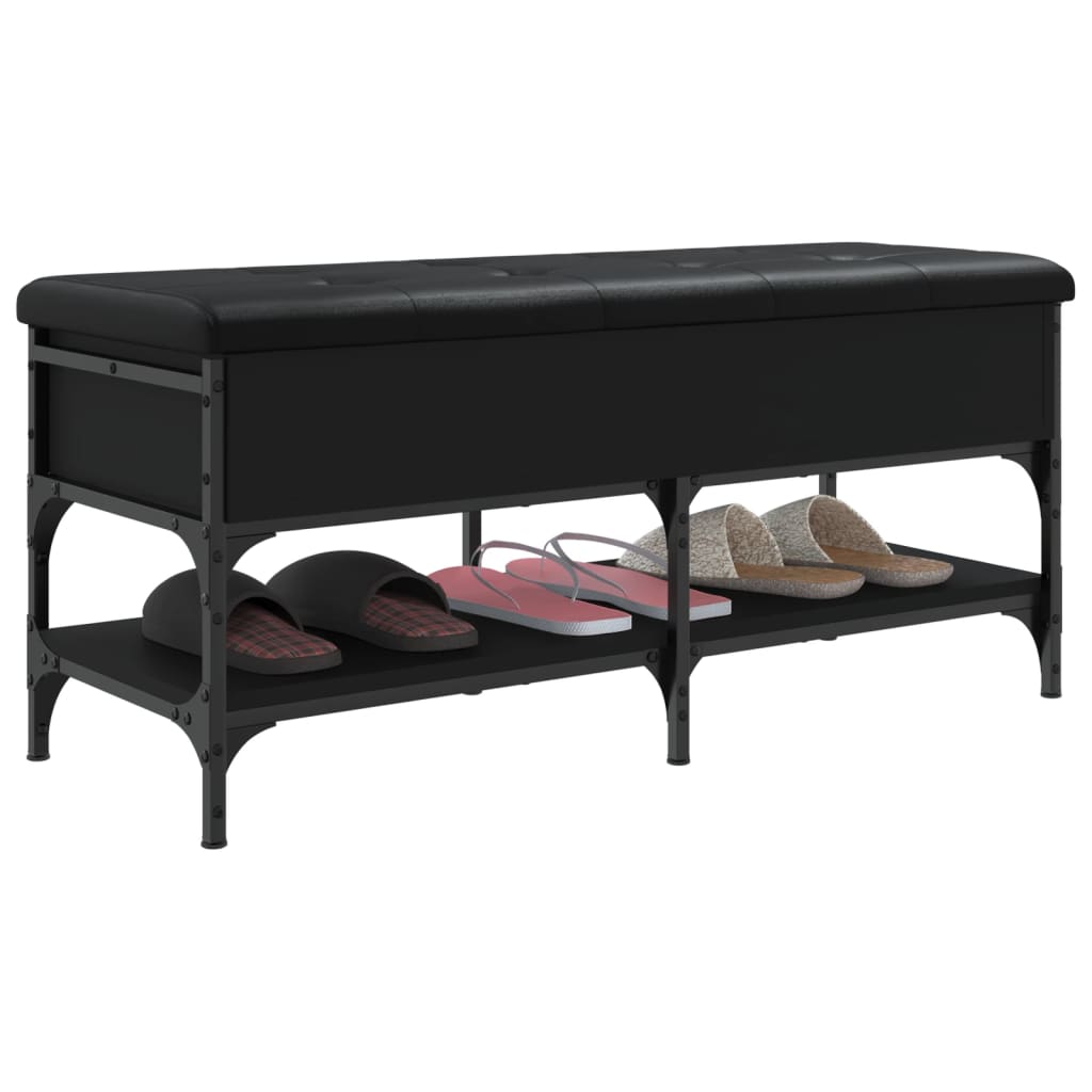 Shoe Bench Black 102x42x45 cm Wood Material