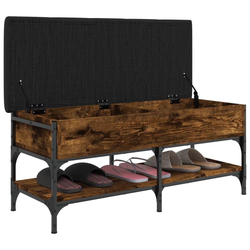 Shoe bench smoked oak 102x42x45 cm wood material