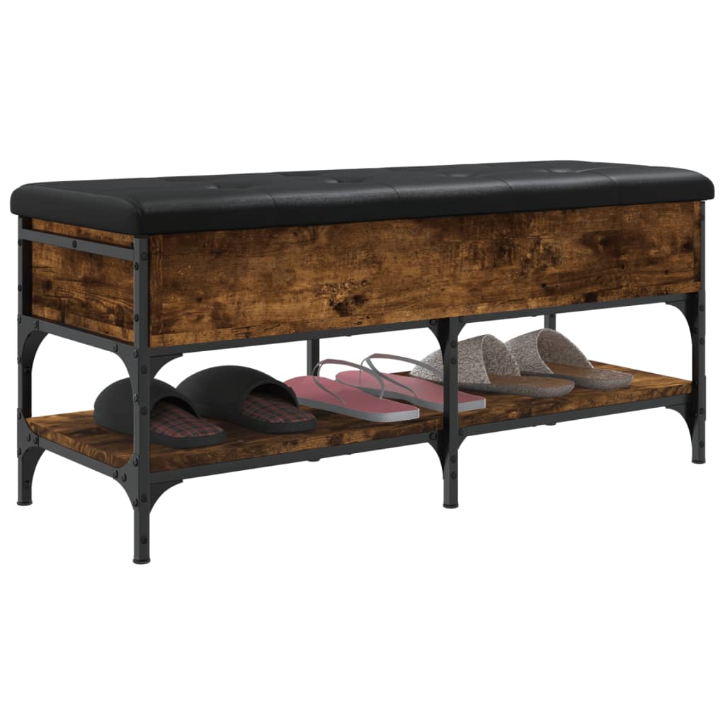 Shoe bench smoked oak 102x42x45 cm wood material