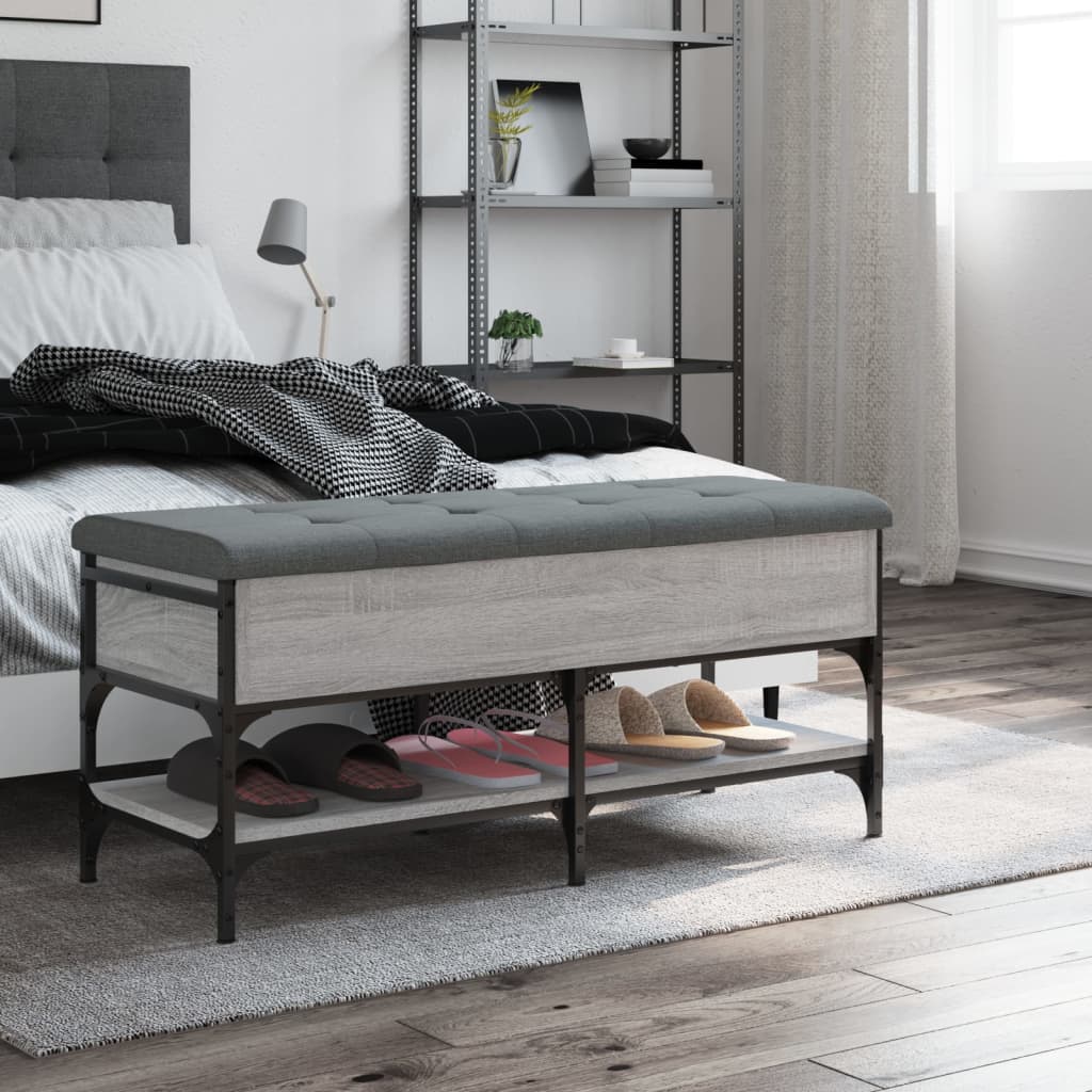 Shoe Bench Grey Sonoma 102x42x45 cm Wood Material