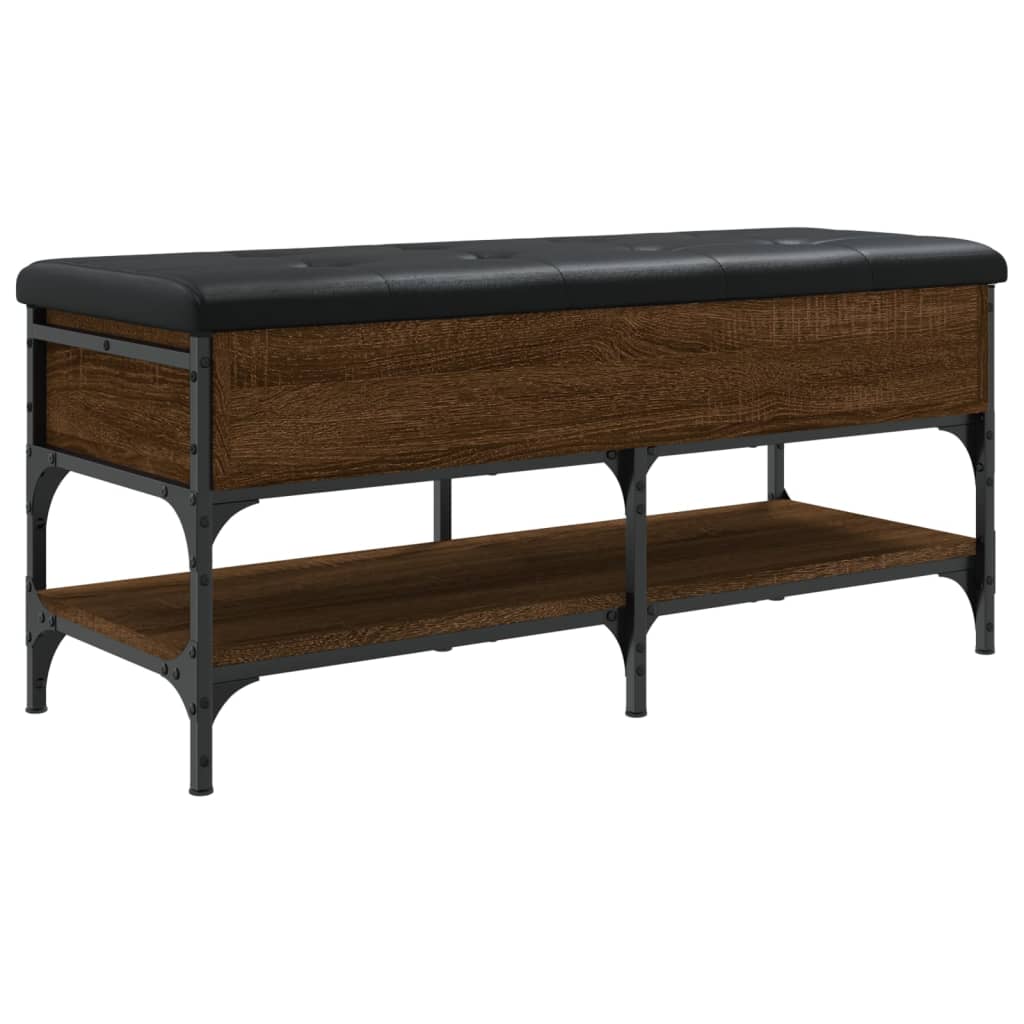 Shoe Bench Brown Oak Look 102x42x45 cm Wood Material