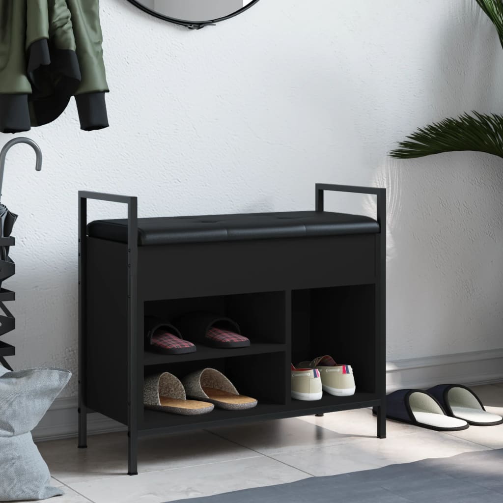 Shoe Bench Black 65.5x32x57.5 cm Wood Material