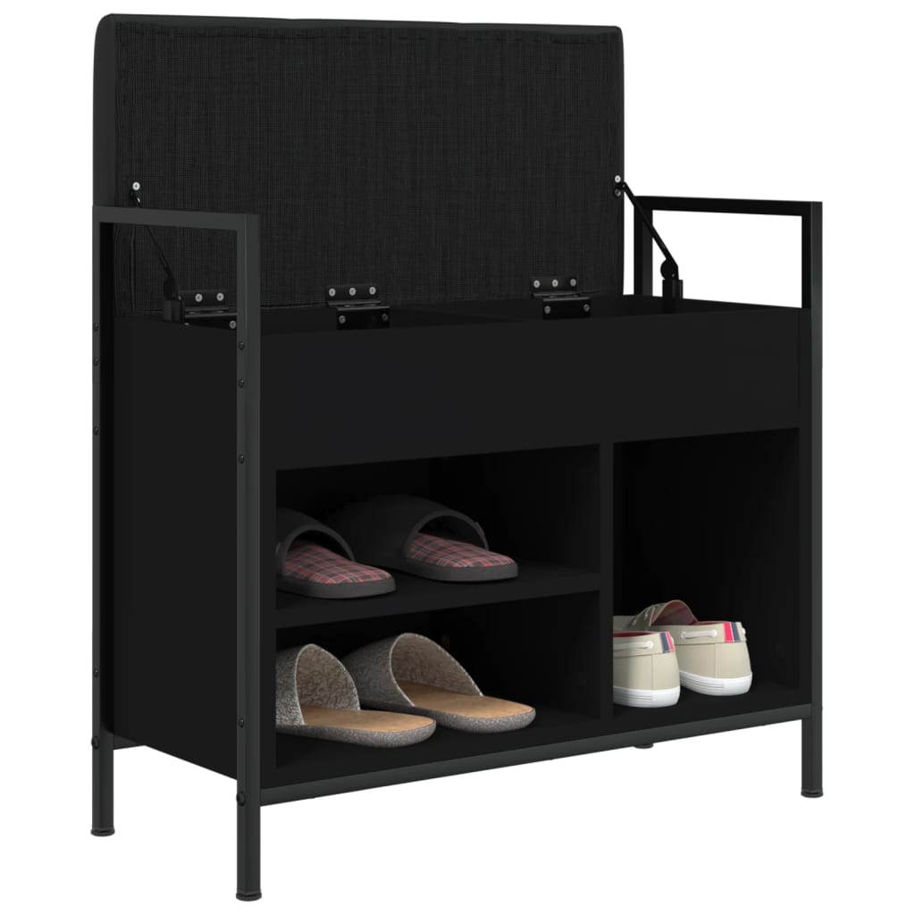 Shoe Bench Black 65.5x32x57.5 cm Wood Material