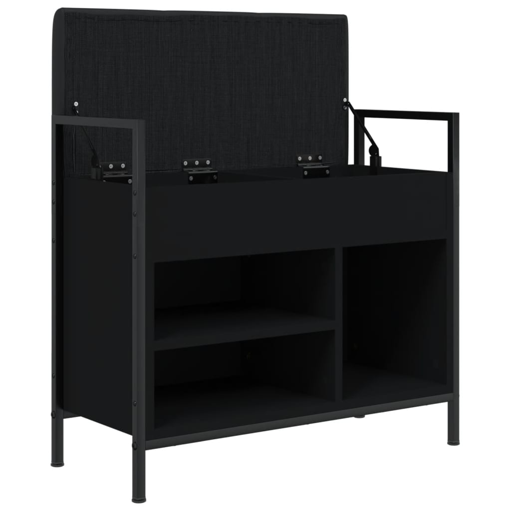 Shoe Bench Black 65.5x32x57.5 cm Wood Material