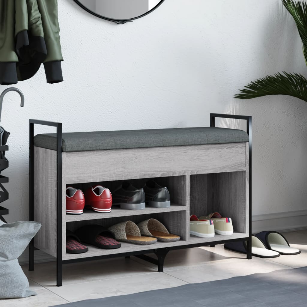 Shoe Bench Grey Sonoma 85.5x32x57.5 cm Wood Material