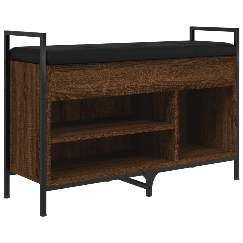 Shoe Bench Brown Oak Look 85.5x32x57.5 cm Wood Material