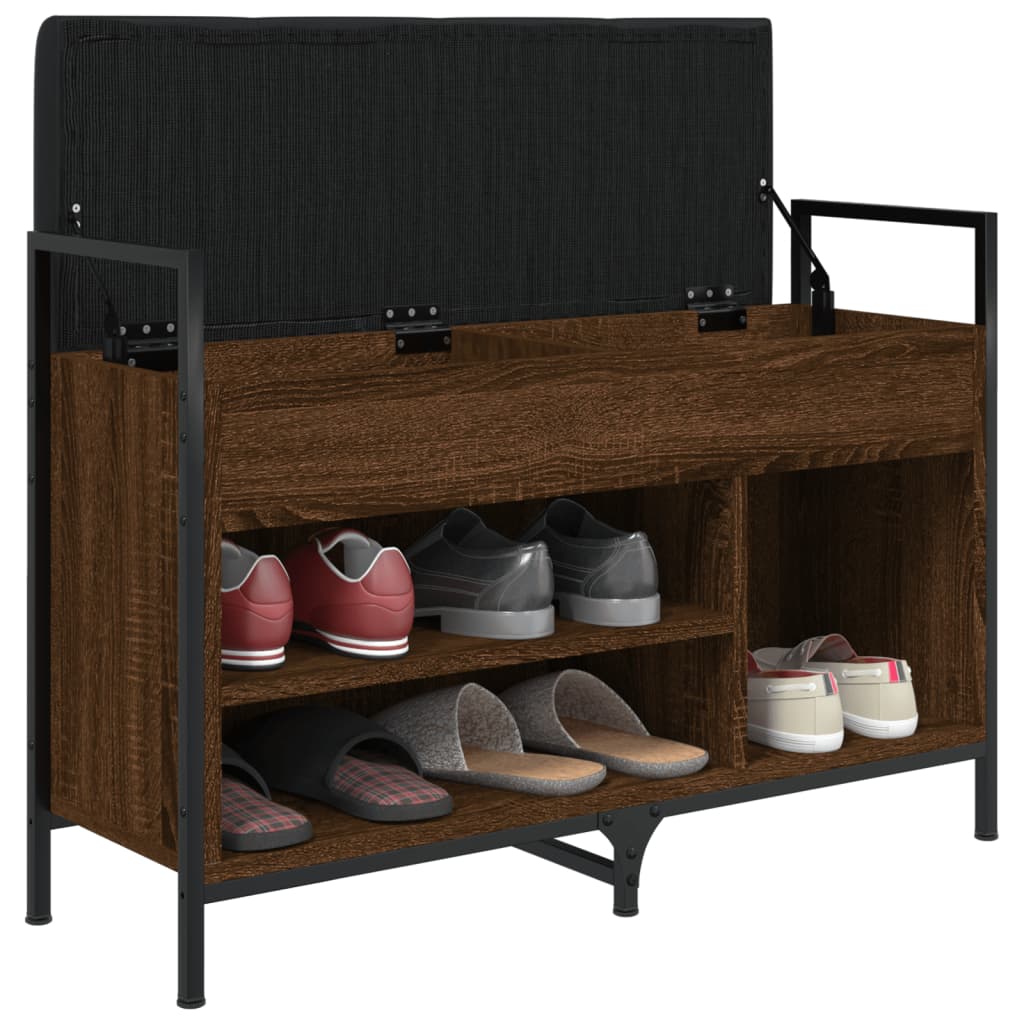Shoe Bench Brown Oak Look 85.5x32x57.5 cm Wood Material