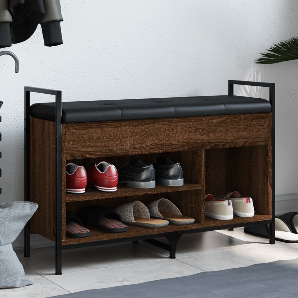 Shoe Bench Brown Oak Look 85.5x32x57.5 cm Wood Material